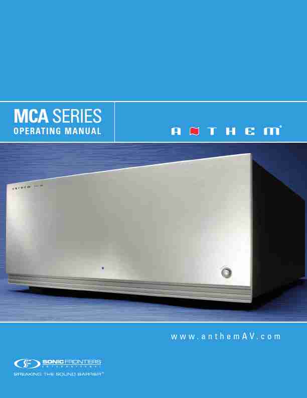 Anthem Audio Stereo Amplifier MCA 20, MCA 30, MCA 50-page_pdf